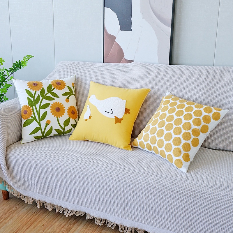 Đệm Lót Ghế Sofa Phòng Khách / Ngủ Thêu Hoa Lá Kiểu Bắc Âu Dễ Thương