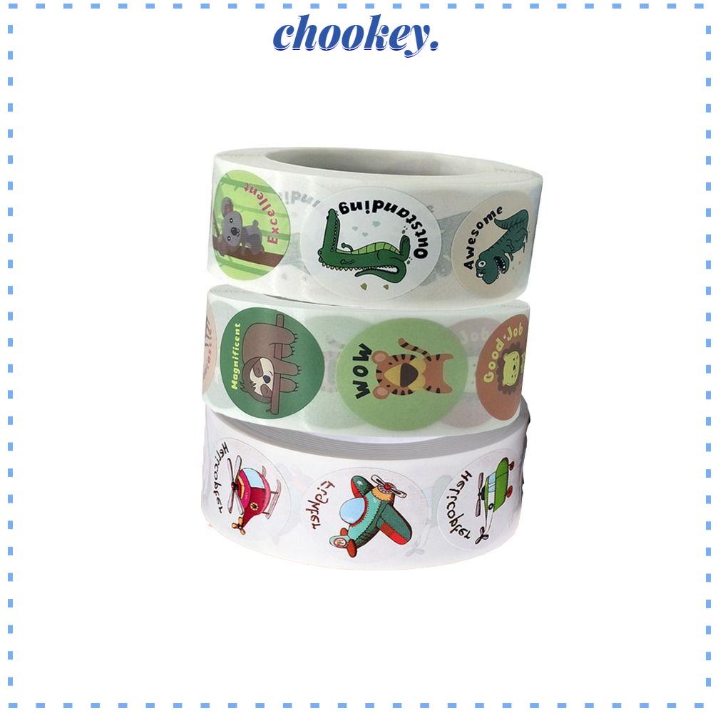 CHOOKEY Cuộn 1500 Miếng Dán Khen Thưởng Hình Động Vật Dễ Thương