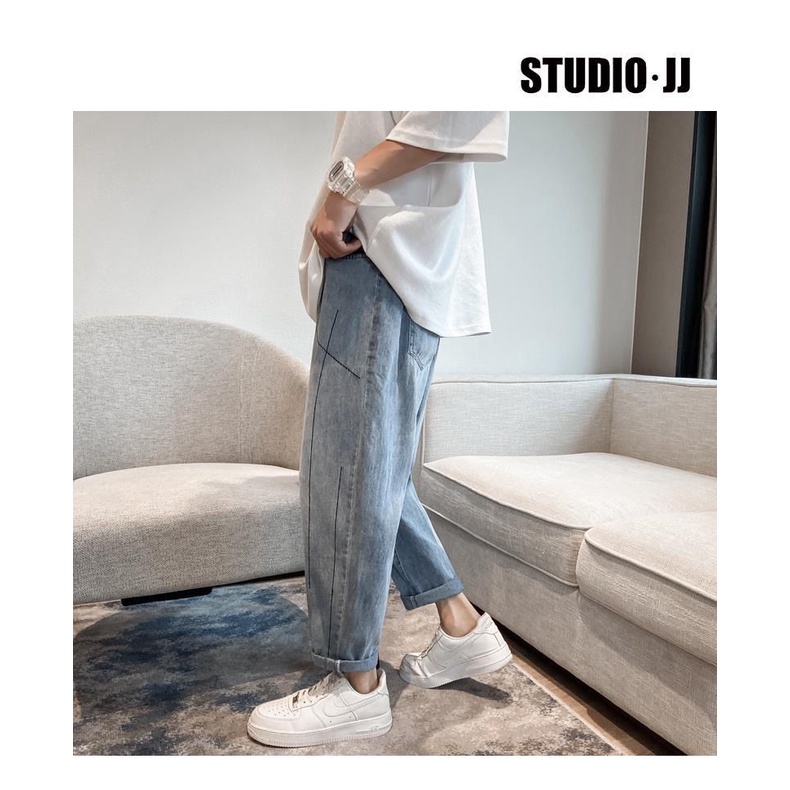 Quần Jeans Dài Ống Rộng Phong Cách Hong Kong Thời Trang Mùa Hè Cho Nam