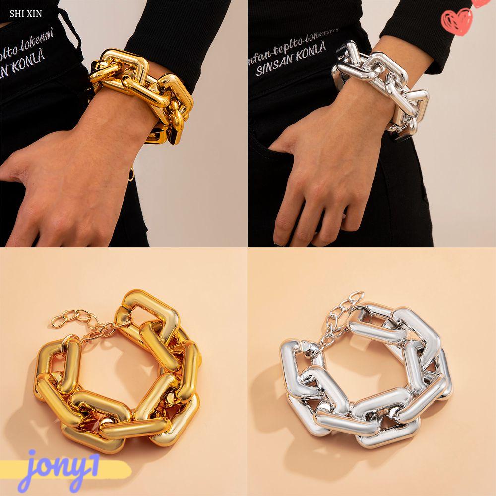 Joye Vòng Đeo Tay Chuỗi Xích Dày Mặt Hình Học Rỗng Hợp Thời Trang