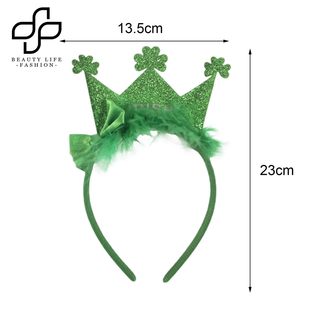 Băng Đô Hình Vương Miện Đính Kim Sa Lấp Lánh Màu Xanh Lá Cây Dùng Hóa Trang