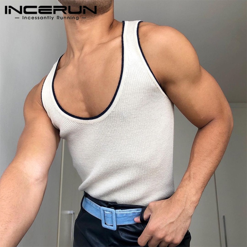 Xman Áo Tank Top Không Tay Ghép Nối Dải Màu Thời Trang Cổ Điển