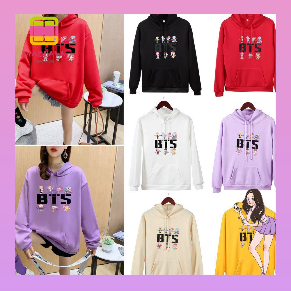 Áo Hoodie Tay Dài Chất Liệu Polyester Không Độc Hại Phong Cách BTS