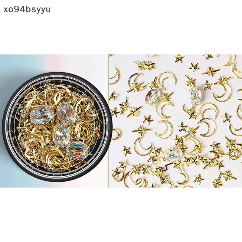Hộp Phụ Kiện Trang Trí Móng Tay Nghệ Thuật xo94bsyyu Hình Trăng Sao Màu Vàng Kim Tuyến Lấp Lánh