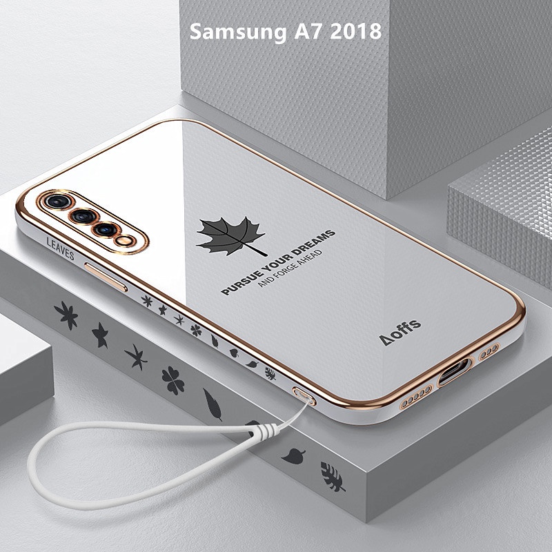 Ốp Lưng Samsung A7 2018 Mềm Chống Sốc Họa Tiết Lá Phong Cho Ốp Điện Thoại Samsung Galaxy A7 2018