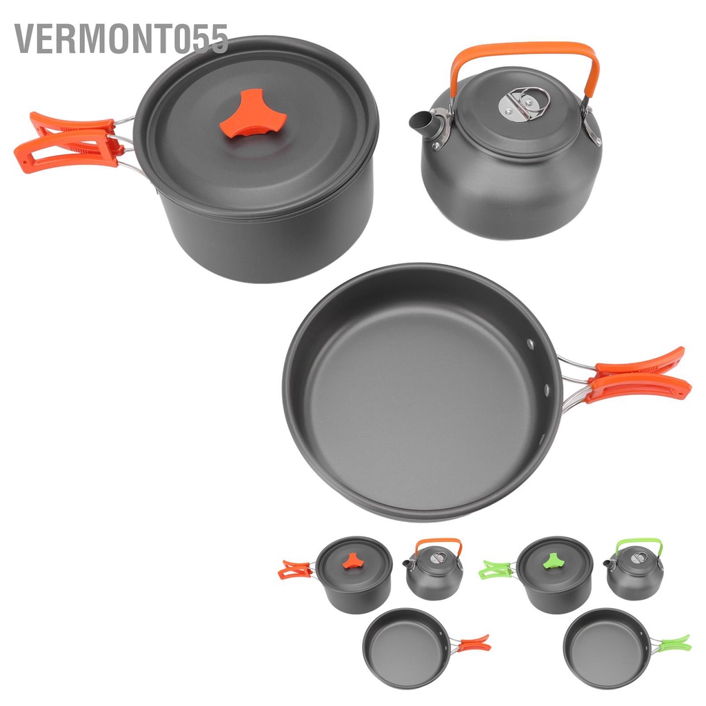 Vermont055 Bộ Nồi Cắm Trại Ngoài Trời Với Đồ Ăn Dụng Cụ Nấu Nướng Chống Dính Cho Câu Cá Dã Ngoại