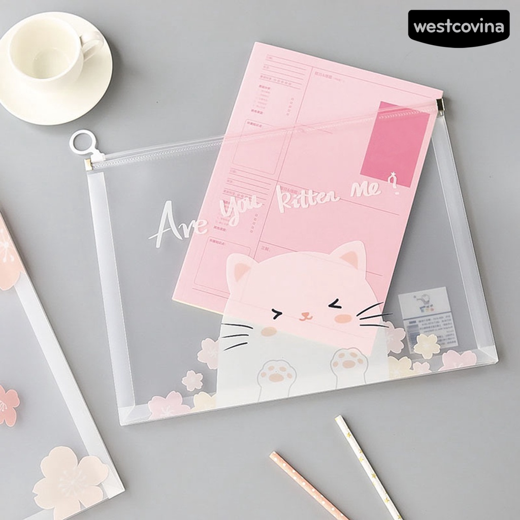 [WSTN] [WSTN]✎Set 4 Túi Đựng Tài Liệu Trong Suốt Chống Ẩm Sức Chứa Lớn Có Khóa Kéo