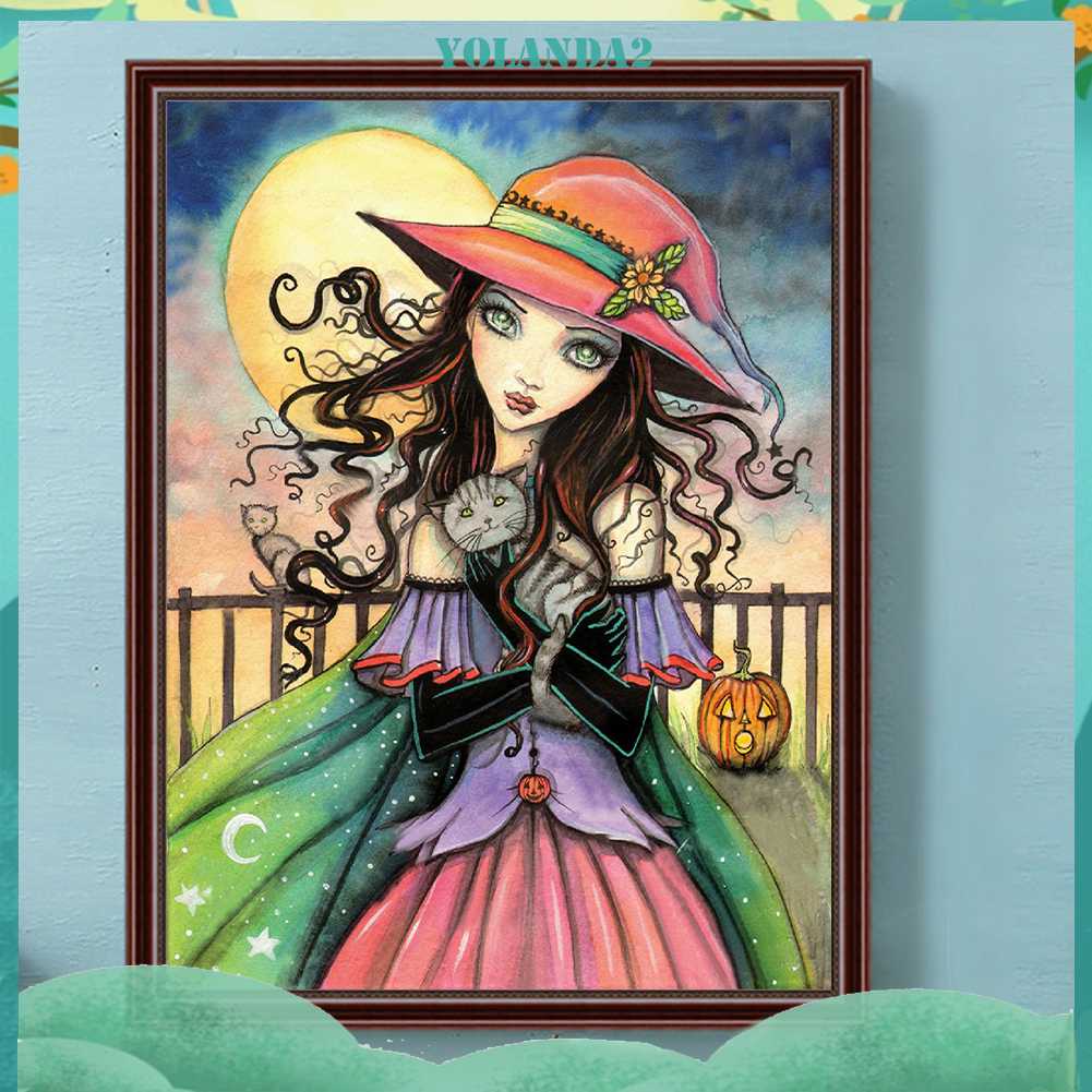 Tranh Đính Đá Kim Cương Toàn Bộ 5D DIY Hình Vẽ Cô Gái Gothic Trang Trí Nhà Cửa