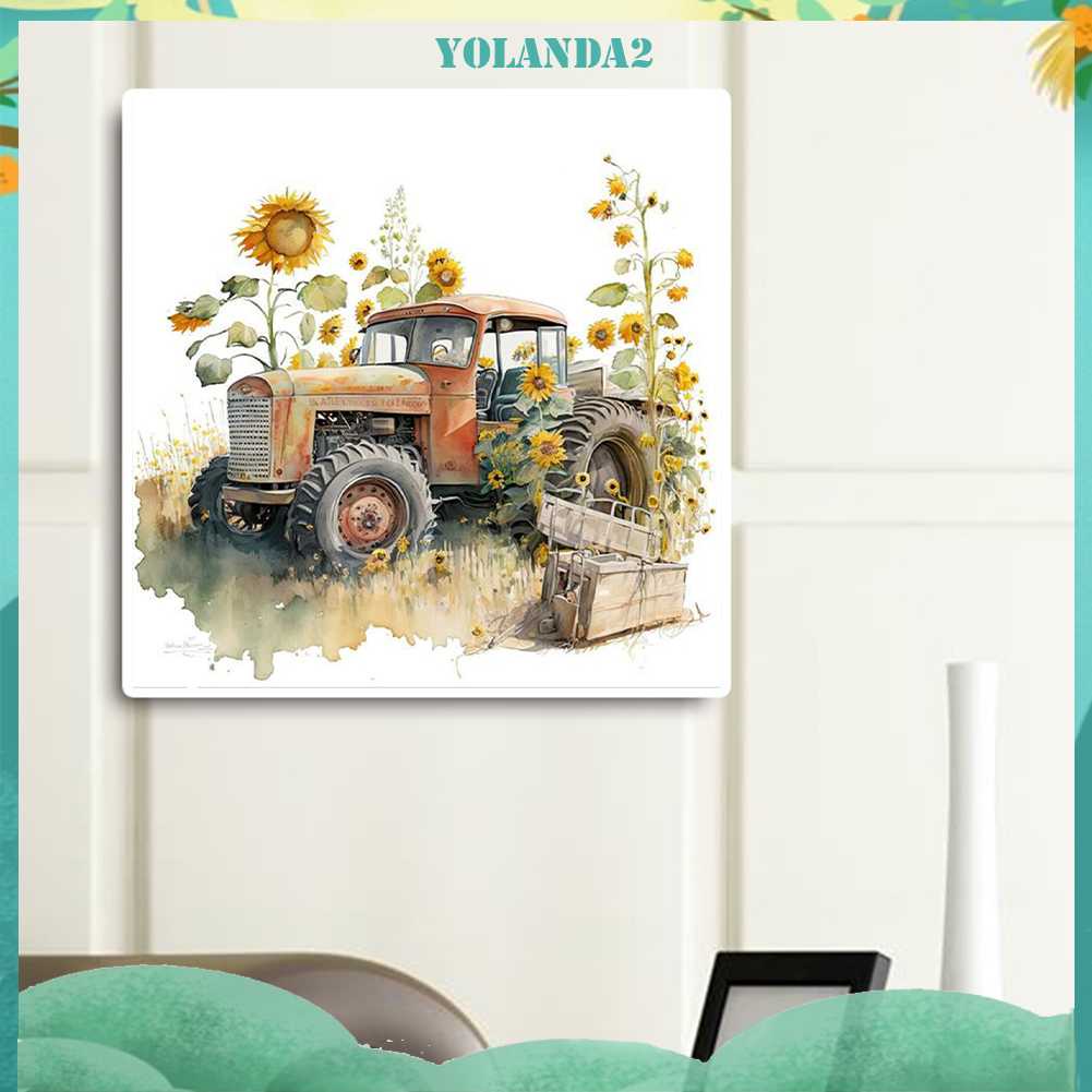 Tranh Đính Đá Kim Cương Toàn Bộ 5D DIY Hình Vẽ Máy Kéo Hoa Hướng Dương