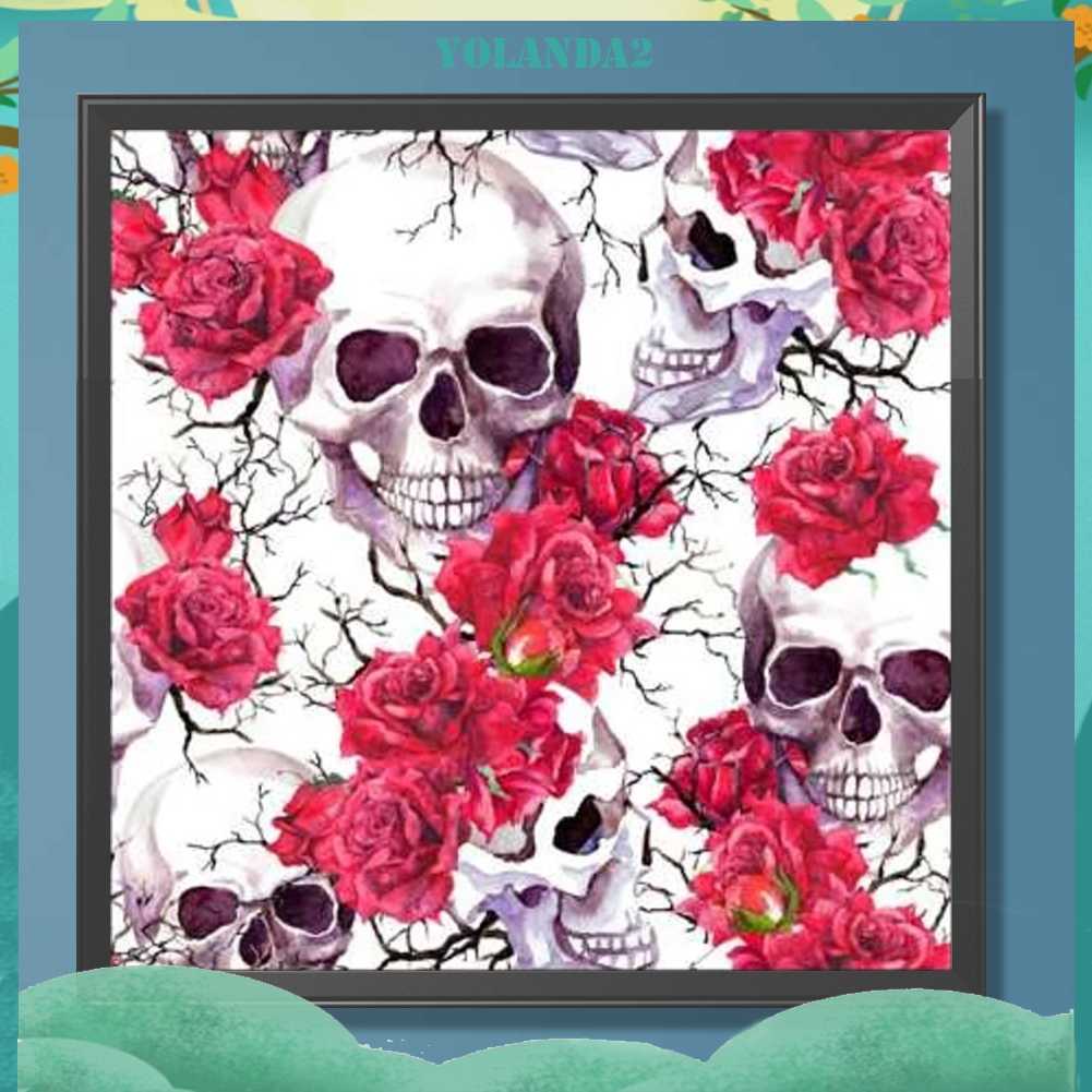 Tranh Đính Đá Kim Cương Toàn Bộ 5D DIY Hình Vẽ Bộ Xương Hoa Hồng