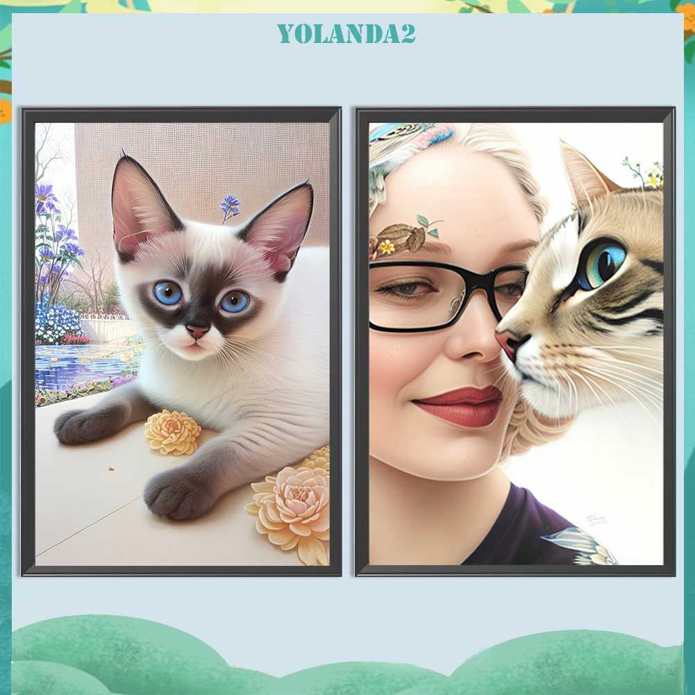 Tranh Đính Đá Kim Cương Toàn Bộ 5D DIY Hình Vẽ Mèo Trang Trí Nhà Cửa