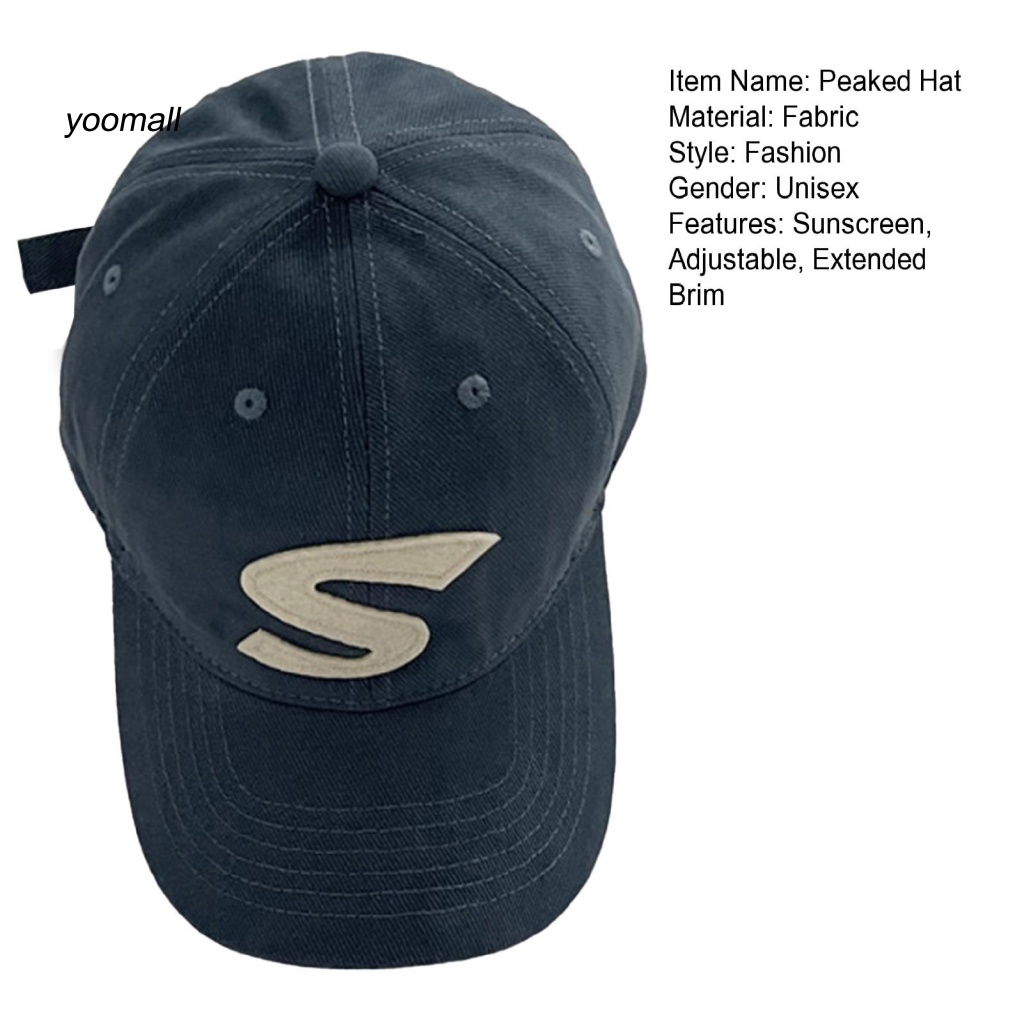 Mũ Lưỡi Trai Màu Trơn Thêu Chữ Phong Cách Hip Hop Thoáng Khí Chống Tia UV Màu Sắc Đơn Giản Dành Cho Nam Và Nữ