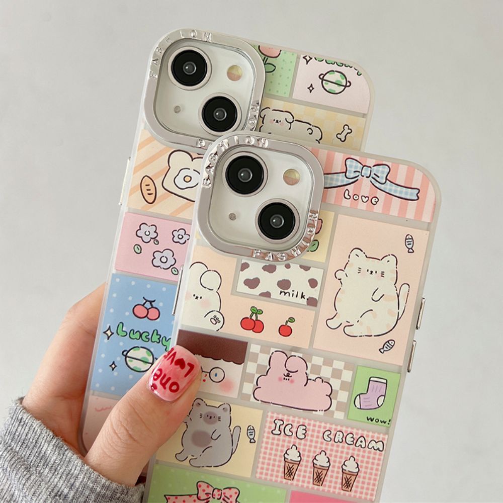 Ốp Điện Thoại TPU Mềm Chống Sốc Mạ Điện Họa Tiết Thỏ Mèo Cho IPhone 11 14 13 12 Pro Max XS XR 7 8 Plus