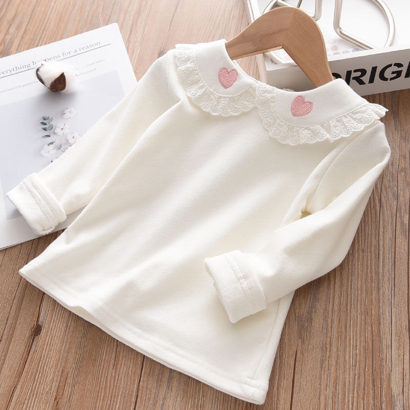 Áo Thun Tay Dài Cổ Búp Bê Thời Trang Xuân Thu Cho Bé Gái