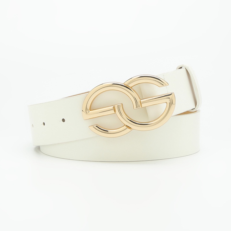 Thắt Lưng Denim Khóa Kim Loại Chữ G Đôi Thời Trang Giản Dị Mới Cho Nữ