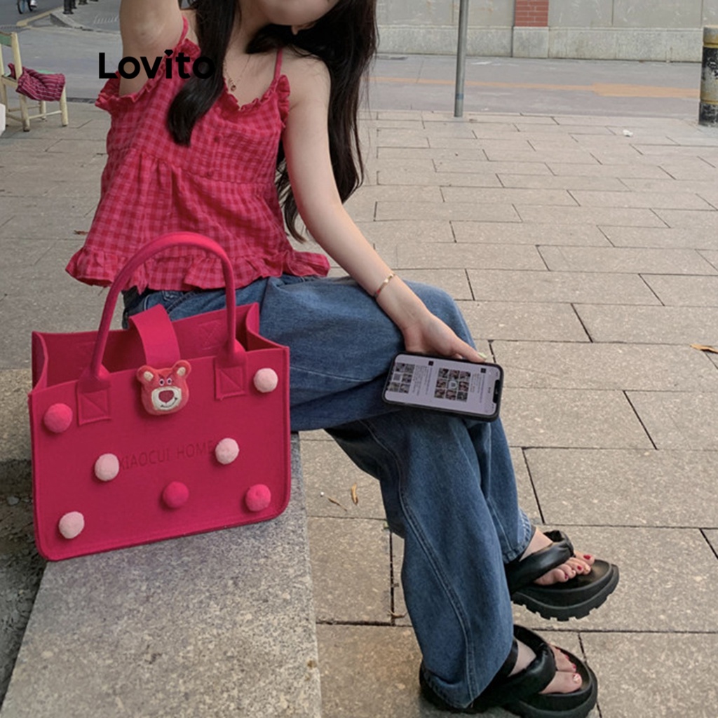 Áo Lovito cộc tay thắt dây kẻ caro thường ngày cho nữ LNA08046