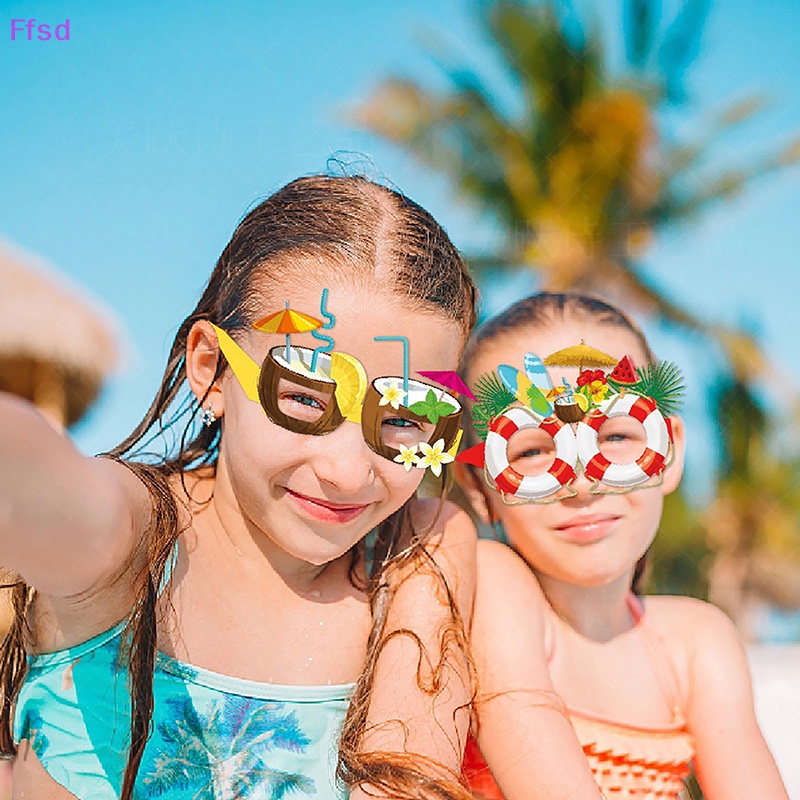 Bộ 8 Mắt Kính Bằng Giấy Dùng Trang Trí Tiệc Phong Cách Hawaii