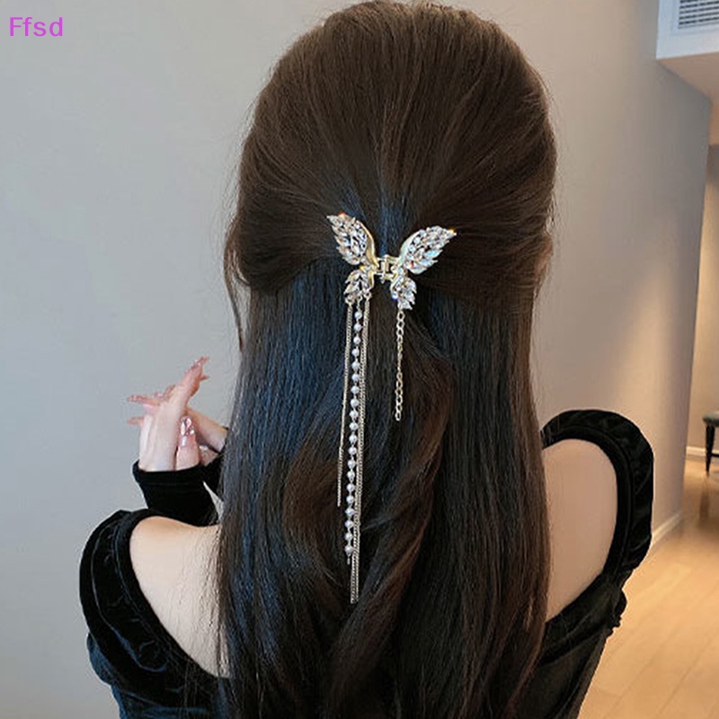 {Ffsd} Kẹp Tóc Dạng Tua Rua Hình Cá Mập Đính Đá Bằng Hợp Kim Đơn Giản Phong Cách Hàn Quốc Dành Cho Nữ * Bán Chạy