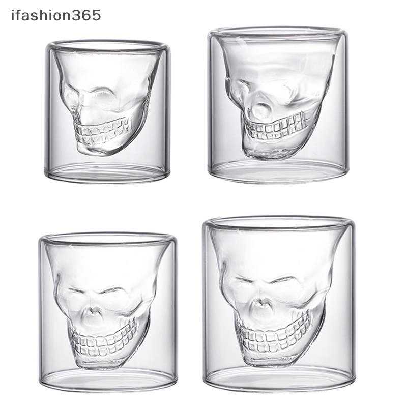 Ly Thủy Tinh Uống Rượu Hình Đầu Lâu Sáng Tạo 25 / 75 / 150 / 250ml
