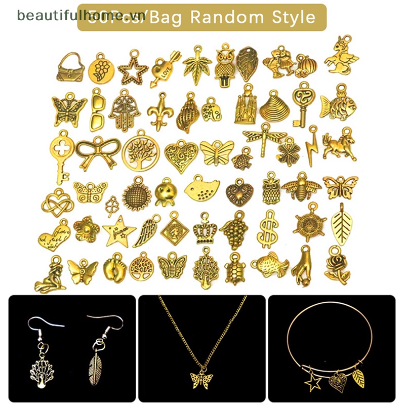 Set 50 Mặt Vòng cổ / Vòng Tay / Trang Sức Bằng Kim Loại Hỗn Hợp DIY