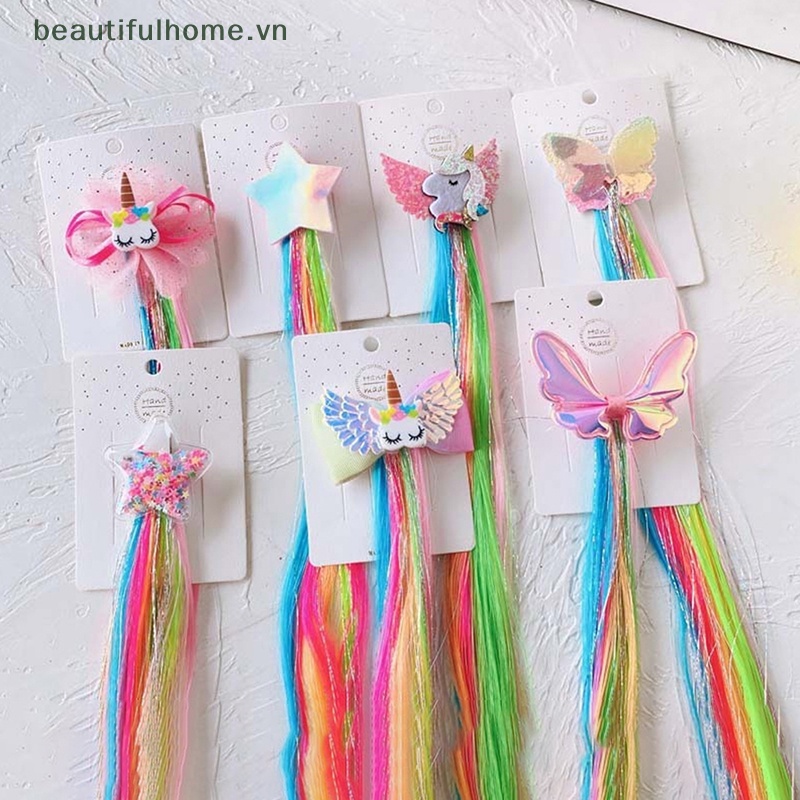 1 Kẹp Tóc Giả Hình Kỳ Lân / Mèo / Thỏ Dễ Thương Cho Bé Gái