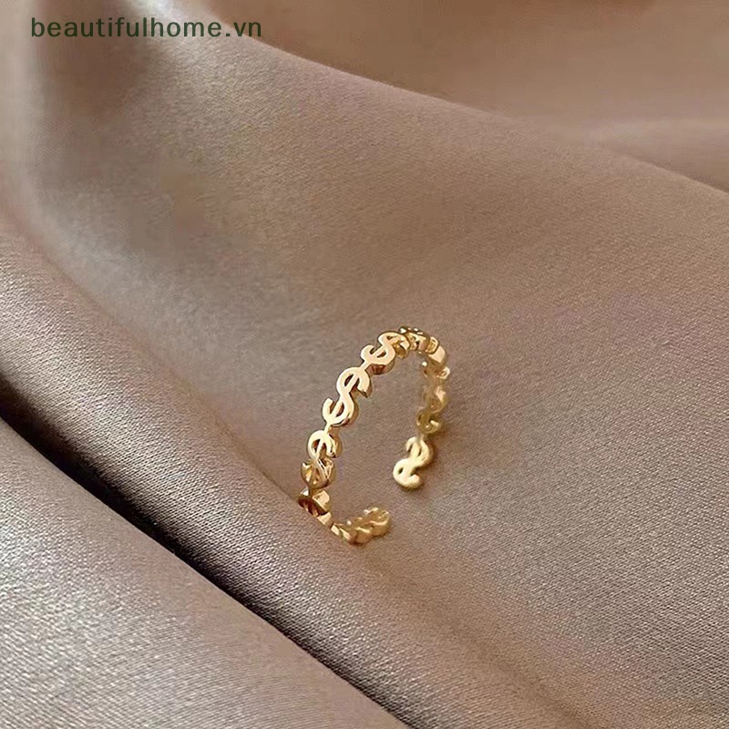 [beautifulhome] Nhẫn Dạng Hở Hình Tờ Tiền Đô La Màu Vàng Thời Trang Punk Hip Hop Đơn Giản Có Thể Điều Chỉnh Làm Đẹp Cho Cô Dâu / Tiệc Cưới