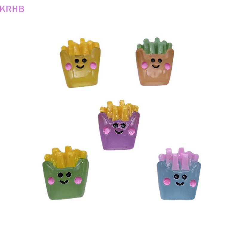 Set 2 Miếng Dán Hình Khoai Tây Chiên Mini Bằng Nhựa Phát Quang Trang Trí Bảng Điều Khiển Xe Hơi / Nhà Cửa / Sân Vườn Diy Mới