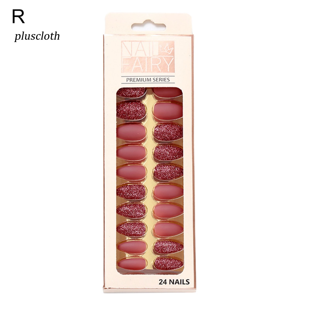 1 Bộ Móng Tay Giả Màu Lì Và Kim Sa Lấp Lánh Có Thể Tháo Rời