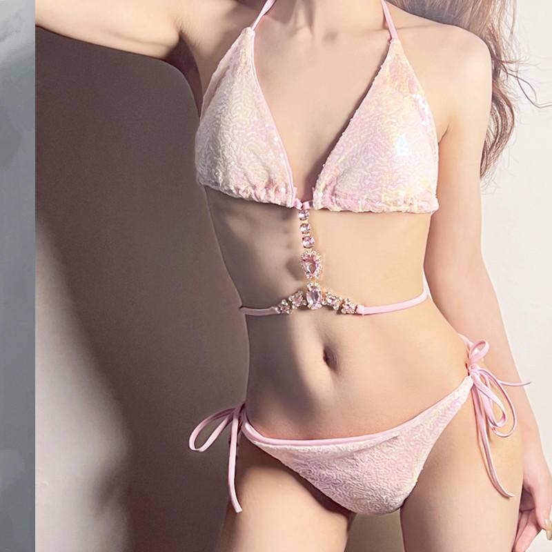 Bikini Bộ Đồ Bơi Ba Mảnh Đính Kim Cương Sáng Lấp Lánh