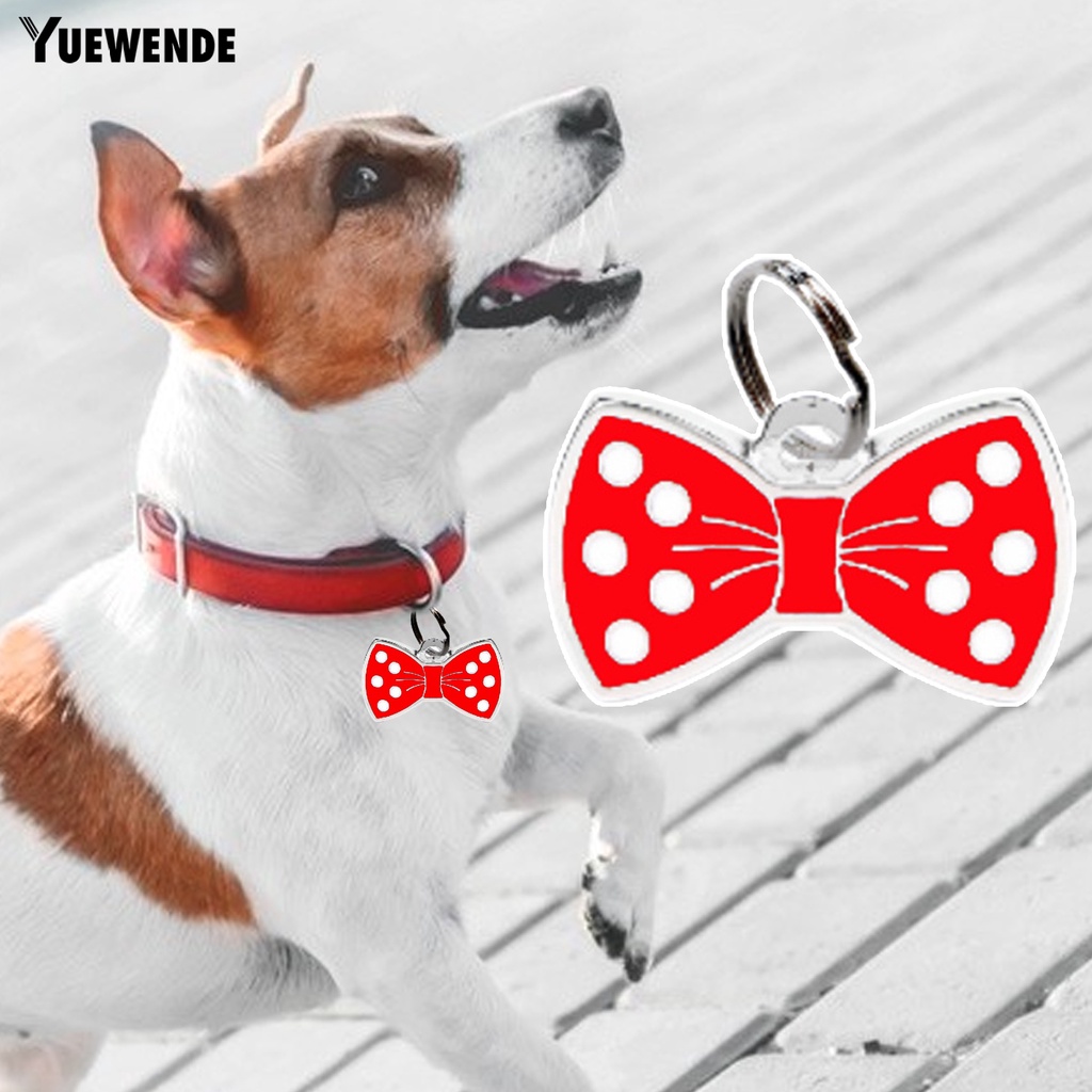 Yq.e Thẻ ID Thú Cưng Bằng Hợp Kim Kẽm Hình Nơ Chống Ăn Mòn Phong Cách Cho Thú Cưng