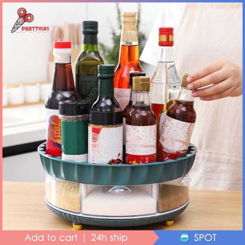 Giá Đỡ Lọ Gia Vị Lười Biếng Xoay 360 Độ Prettyia1
