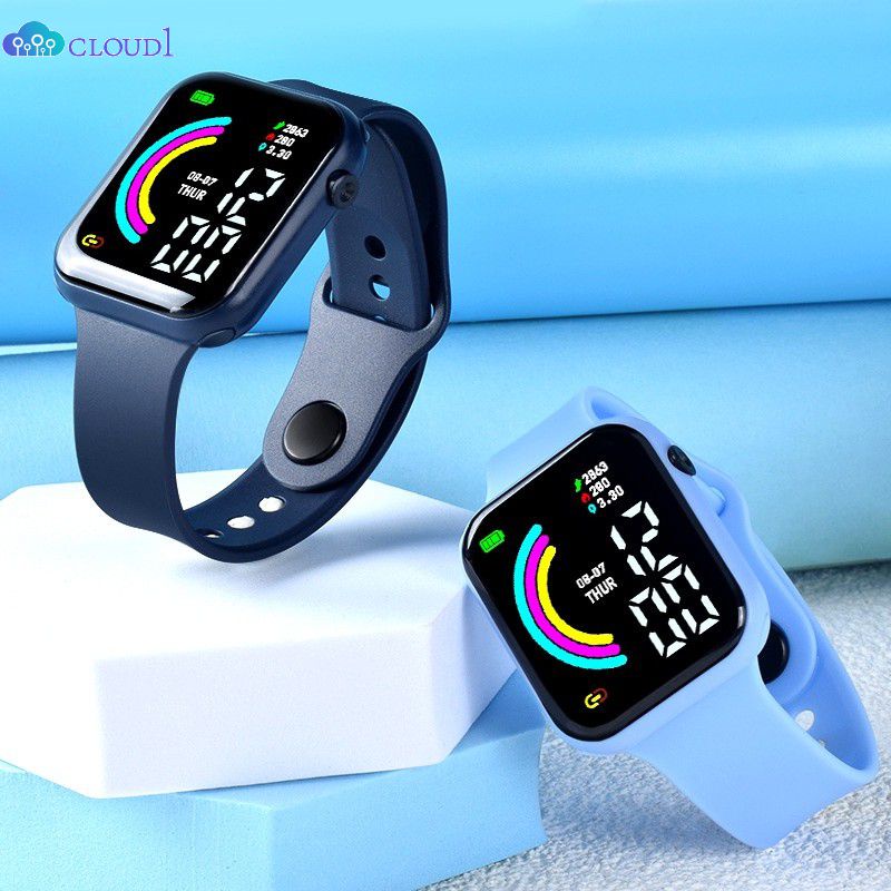 Đồng Hồ Điện Tử Màn Hình Kỹ Thuật Số Led Vuông Chống Nước Màn Hình Cảm Ứng Dành Cho Học Sinh Thời Gian Của Bé Trai Người Xem Quà Tặng Trang Trí Doanh Nghiệp cloud1