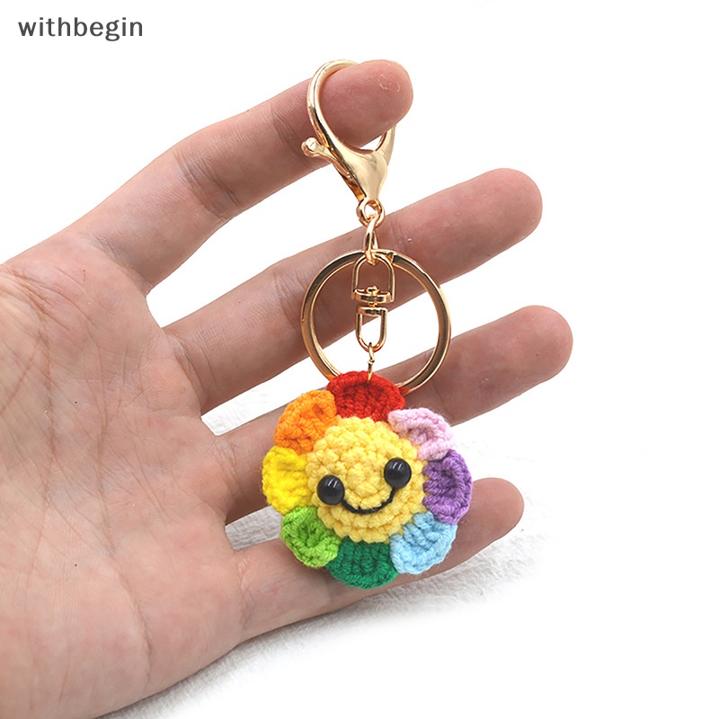 Móc Điện Thoại Di Động Hình Hoa Hướng Dương Mặt Cười Bằng Len Đan Tay Ngọt Ngào Sáng Tạo Thích Hợp Làm Quà