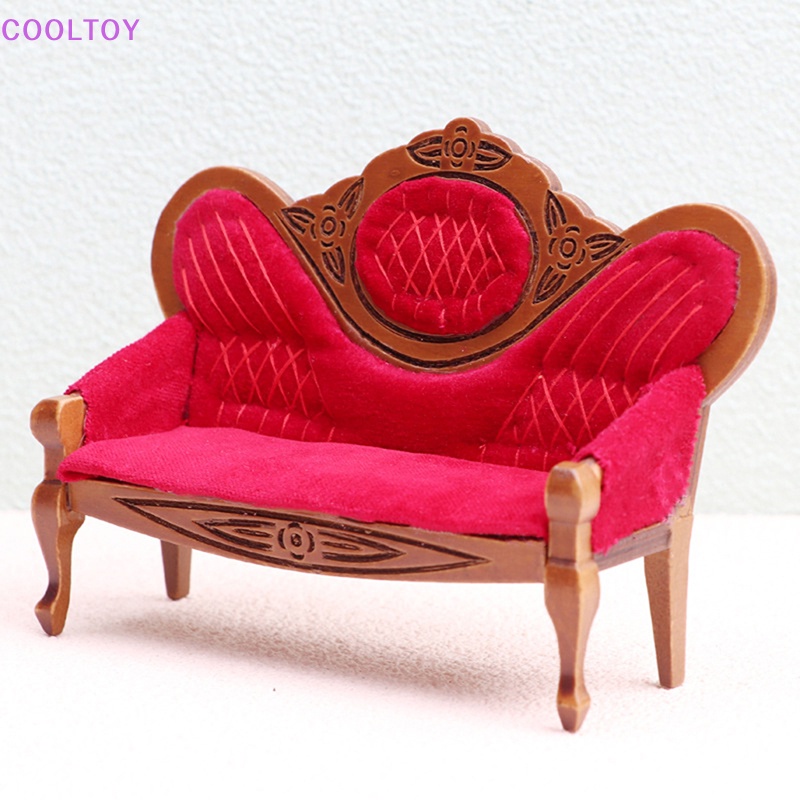 Cooltoy Mô Hình Ghế Sofa Màu Đỏ Phong Cách Retro Tỉ Lệ 1: 12 Trang Trí Nhà Búp Bê