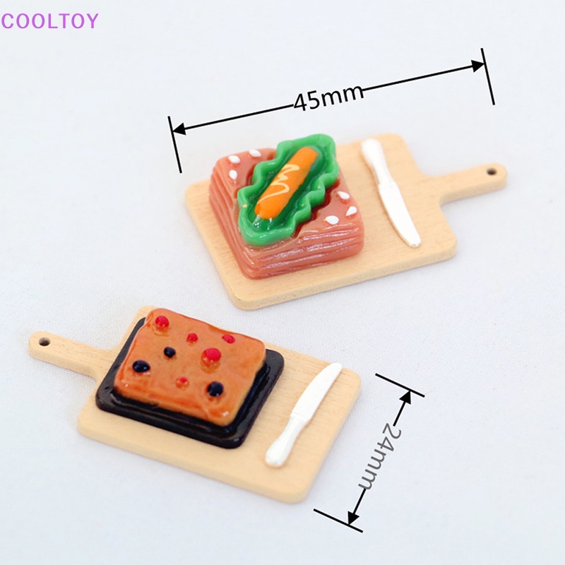 Set 2 Mô Hình Bảng Gỗ Đồ Ăn Sáng Tỷ Lệ 1 / 12 Trang Trí Nhà Búp Bê