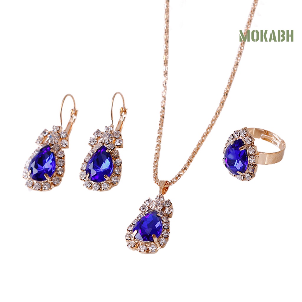 Bộ Trang Sức 3 Món Bằng Hợp Kim Đính Đá Hình Giọt Nước Thời Trang Cho Nữ