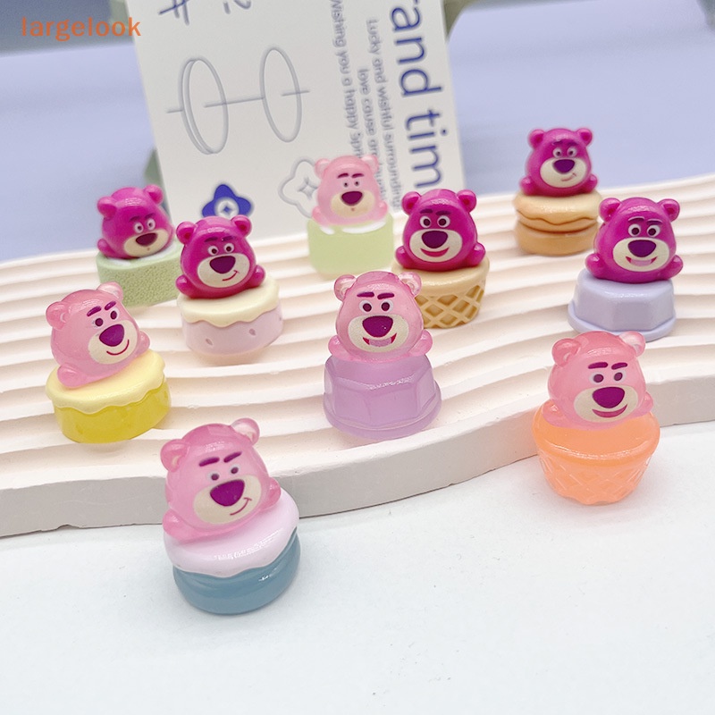 1 Tượng Gấu Và Dâu Tây Hoạt Hình Mini Bằng Nhựa Resin Phát Sáng Trang Trí Bánh Kem