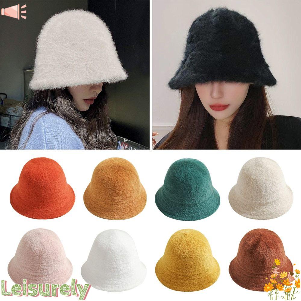 Mũ Bucket Chất Liệu Lông Giả Mềm Mại Thời Trang Mùa Đông
