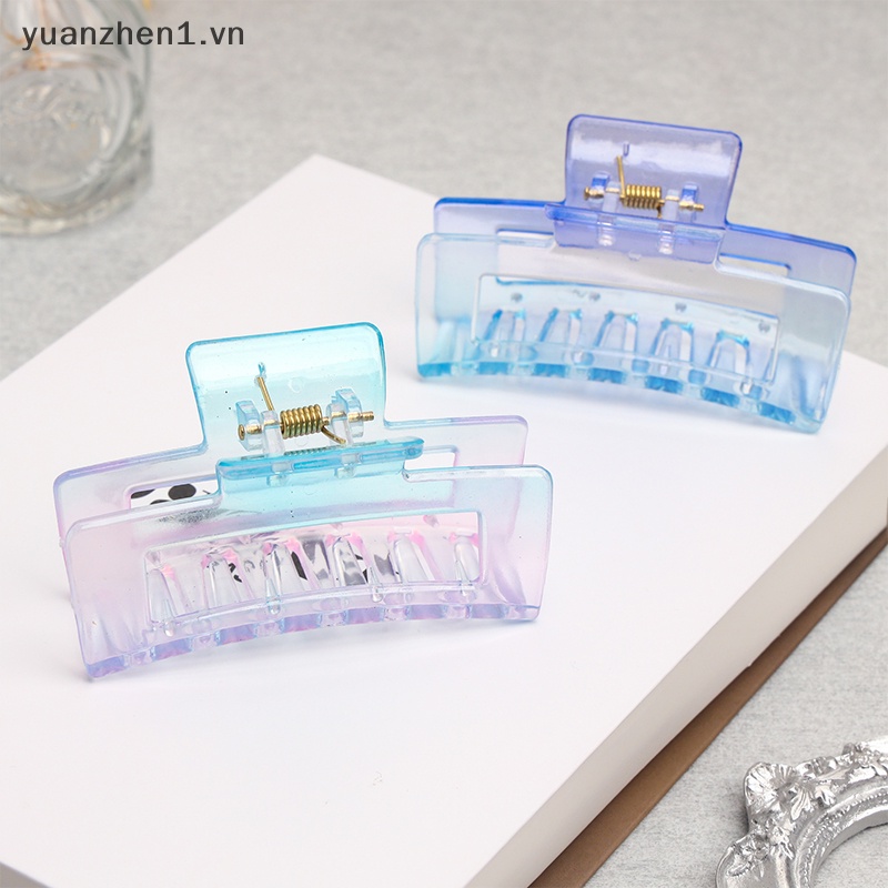 Kẹp Tóc Càng Cua Bằng Nhựa Trong Suốt Màu Gradient Phong Cách Hàn Quốc