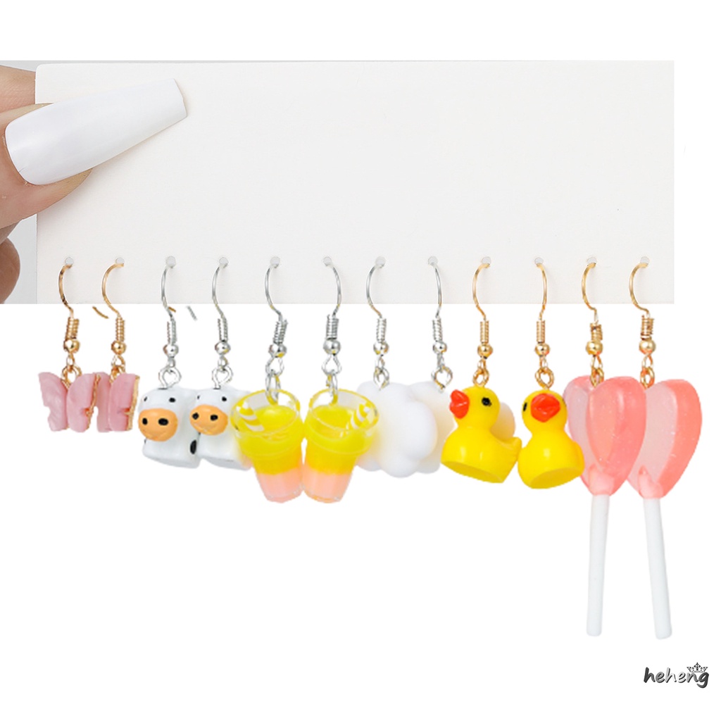 Khuyên Tai Lủng Lẳng Hình Hoa Bướm Vịt Nấm Trái Tim Dễ Thương