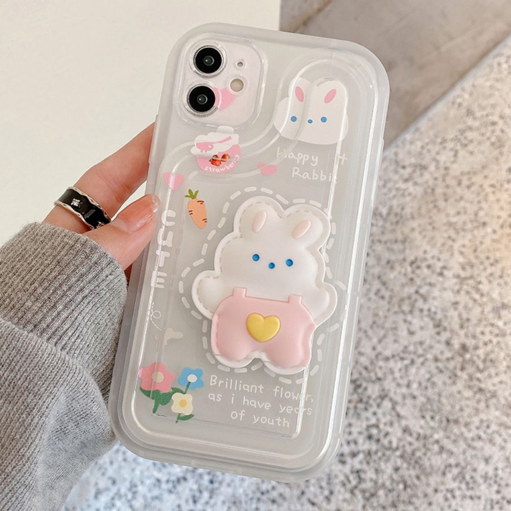 Ốp Điện Thoại TPU Mềm Hình Gấu Thỏ 3D Cho Iphone 11 14 13 12 Pro Max Xr Xs Max 7 8 Plus Se