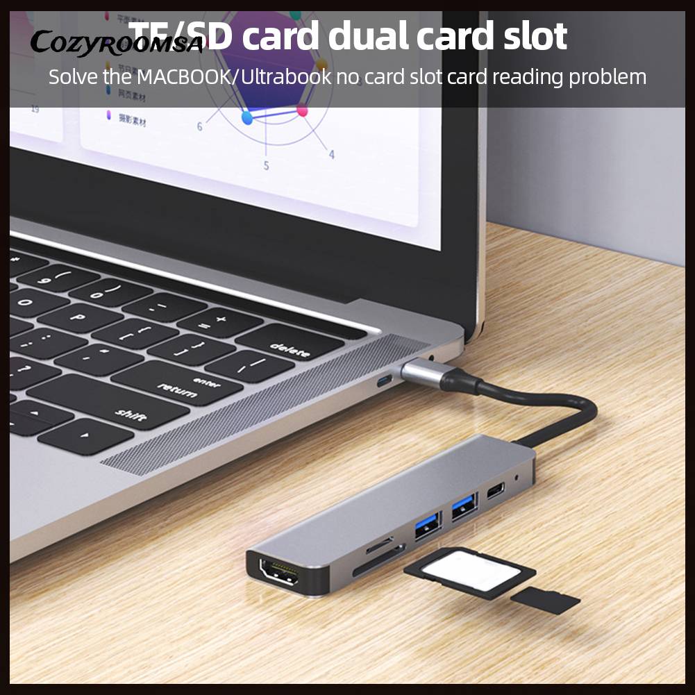 Bộ Chia 6 Trong 1 Cổng Usb 3.0 HDMI Cho Laptop Máy Tính Bảng Ipad