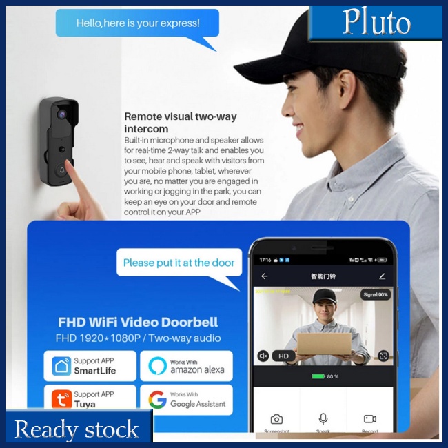 Mới Chuông Cửa Có Camera Thông Minh Kết Nối WIFI Hỗ Trợ Tầm Nhìn Ban Đêm