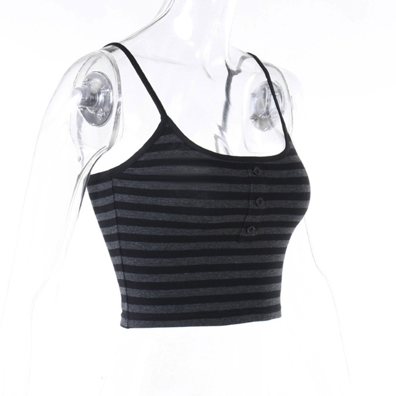 Áo Tank Top Hai Dây Màu Trơn Họa Tiết Kẻ Sọc Đơn Giản Thời Trang Cho Nữ