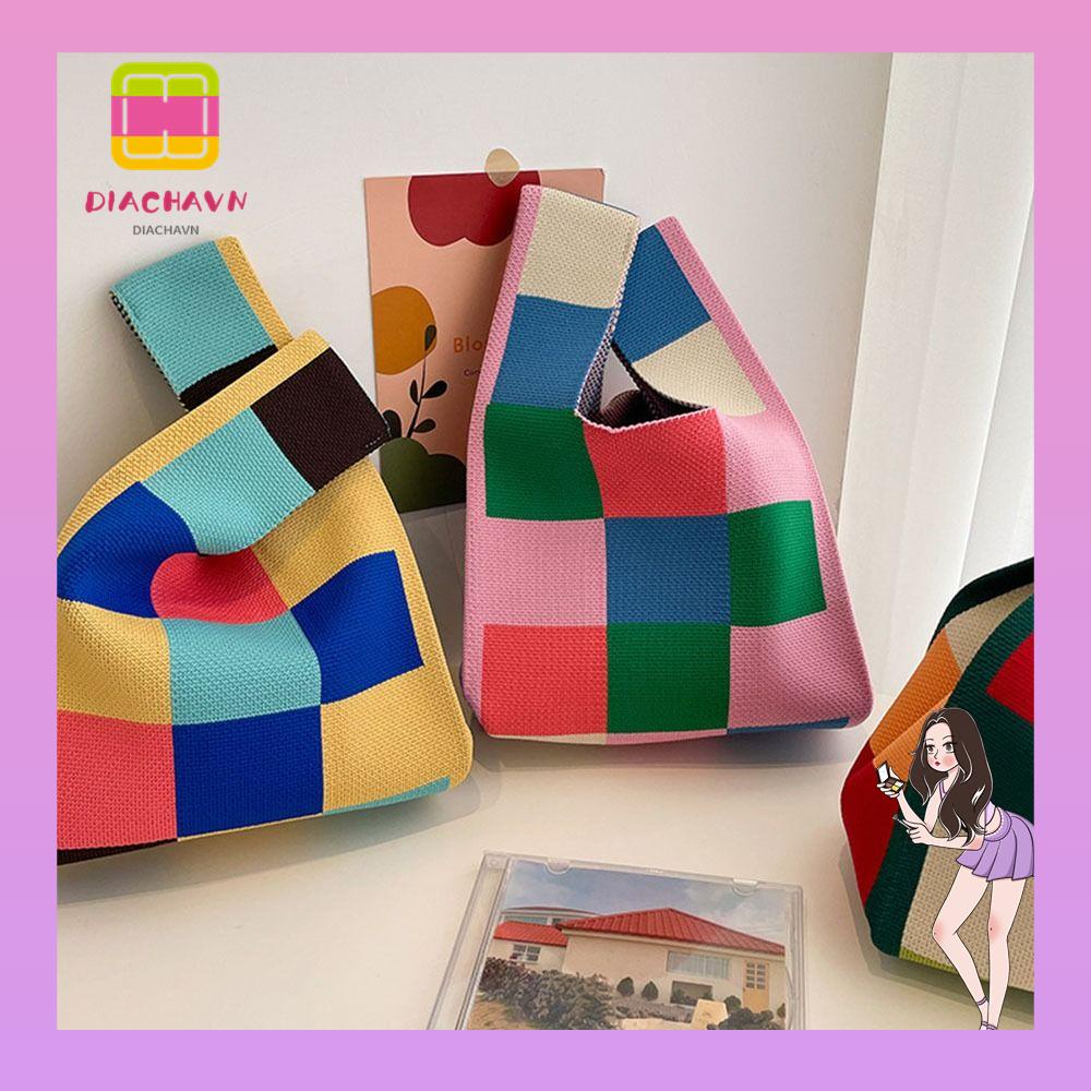 Túi Xách Đeo Vai Đan Len Nhiều Màu Sắc Có Thể Tái Sử Dụng Cho Nữ