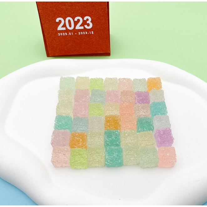 Mô hình kẹo đường hình vuông dạ quang nhiều màu phát sáng trang trí nhà búp bê, DIY