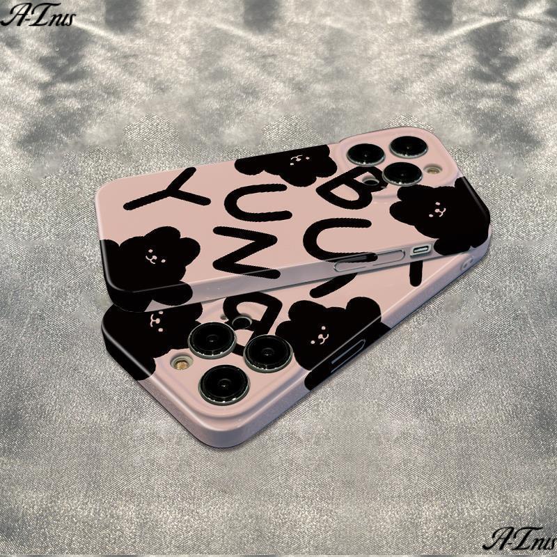 Ốp Điện Thoại Dẻo Màu Đen / Hồng Họa Tiết Chú Thỏ Dễ Thương Chống Sốc Cho iPhone1211max 78 14pro 6In 13