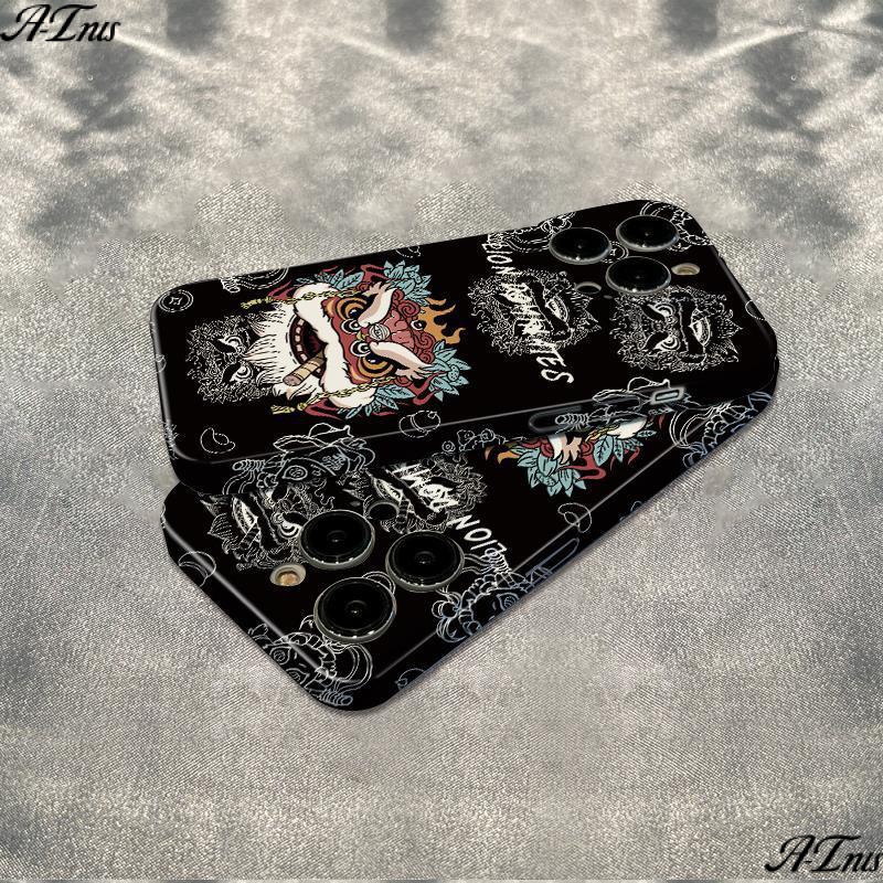 Ốp Điện Thoại Màu Đen Chống Sốc Họa Tiết Sư Tử Cho Iphone 1211 plus max 7814Pro6In 13 T8WR