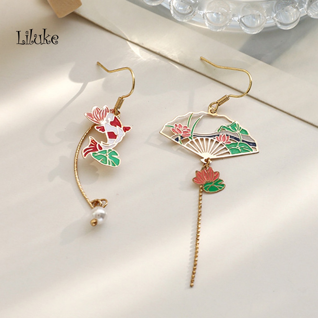 1 Đôi Bông Tai Dáng Dài Đính Ngọc Trai Nhân Tạo Và Hoa Xinh Xắn Dễ Thương