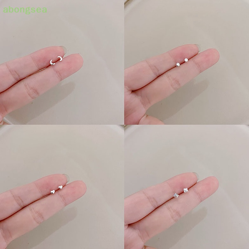 Bông Tai Hình Mặt Trăng / Ngôi Sao / Trái Tim Mini Đơn Giản Thời Trang Dự Tiệc Cho Nữ